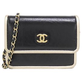 Chanel Kette Clutch aus Lammleder Schwarz