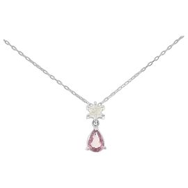 Autre Marque Platin-Saphir-Diamant-Halskette Silber