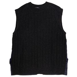 Prada Triangle Logo Virgin Wool Knit Vest Brown Other
