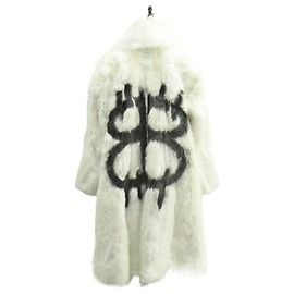 Balenciaga Spray Logo Eco Fur Coat White