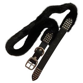 Autre Marque Drawer Mink Fur Studs Belt Black