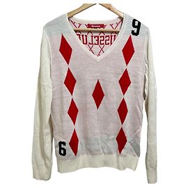 Autre Marque Russeluno Golf Knit Sweater White Red
