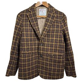 Autre Marque BEAMS BOY Harris Tweed Check Tweed Tailored Jacket Brown