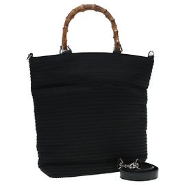 Gucci Vintage Bamboo Handle Nylon Black