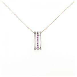 Autre Marque Au750 Pink Gold White Gold Ruby Diamond Necklace Golden