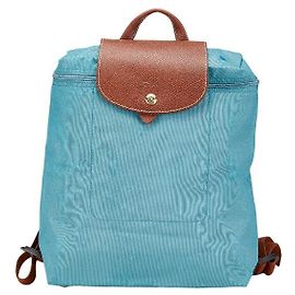Longchamp Le Pliage Nylon Leather Backpack Brown Blue