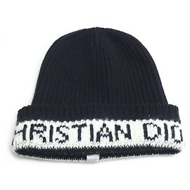 Dior Wool Cashmere Knit Cap Blue Navy blue