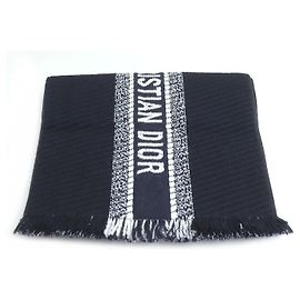 Cachecol de lã e seda Dior Oblique Azul Azul marinho