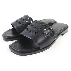 Sandali in pelle Chaine d'Ancre di Hermès Nero