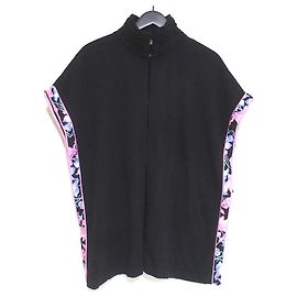 Autre Marque Cashmere-Poncho mit Blumenmusterbesatz LEONARD Schwarz