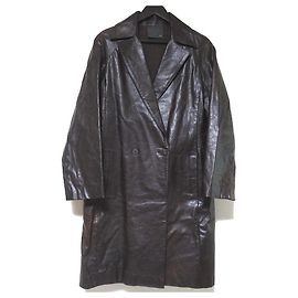 Fendi Double Breasted Leather Coat Bronze Dark brown
