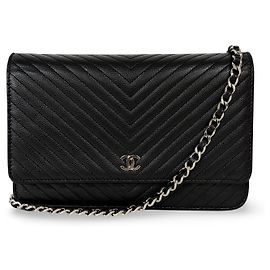 Chanel Wallet on Chain Chevron Lambskin Black