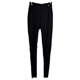 Chanel Lambskin Suede Skinny Pants Black