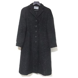 Autre Marque Ignes Single-Breasted Tweed Coat Black