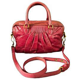 Miu Miu Ruched Leather Handbag Red