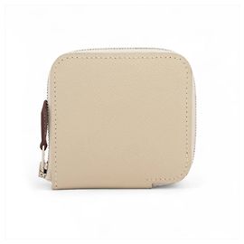Carteira/bolsa de moedas de seda Azap Mini da Hermès Bege