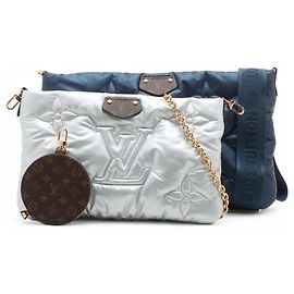 Pochette Accessori Maxi LV Pillow RFID di Louis Vuitton Argento Blu navy