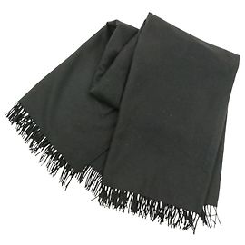 Stola in cashmere nero con frange Hermès Nero