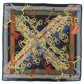Sciarpa Hermès Carré 140 Brides e Gris-Gris Nero Verde Giallo