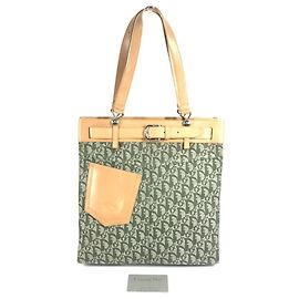 Christian Dior Trotter Logo Shoulder Tote Bag Beige Khaki