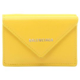 Balenciaga Yellow Tri-fold Leather Wallet Yellow