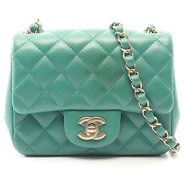 Sac à épaule Chanel Mini Matelassé Vert Vert