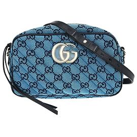 Gucci GG marmont Black leather medium Blue