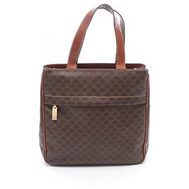 Céline Bolsa Mini Tote Macadam Celine Marrom