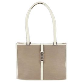Bolsa tote de couro e nylon Gucci Jackie 002-1073 Bege