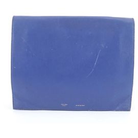 Céline Celine Blue Leather Clutch Bag Blue