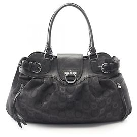 Salvatore Ferragamo Gancini Tote Bag Black