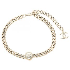 Collier Accessoire Chanel Coco Mark Blanc Doré Autre