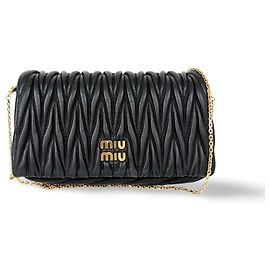 Miu Miu Nappa Matelassè Leather Black