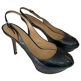 Sergio Rossi Lackleder Slingback Pumps Khaki
