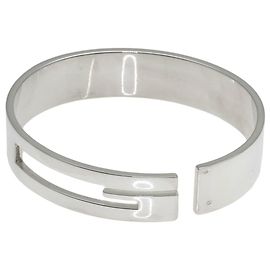 Gucci Cutout G Logo Silver Bangle Bracelet Other
