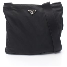 Borsa a Spalla in Nylon e Pelle Nera Prada Nero