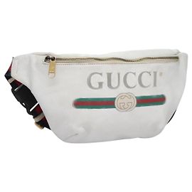 Gucci Logo Belt Bag Printed Leather Medium White