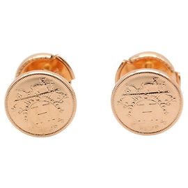 Boucles d'oreilles Stud Ex-Libris TPM en or rose 18K de Hermès Doré