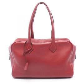Bolsa Victoria 35 Hermès em couro vermelho Vermelho