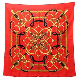 Sciarpa Hermès Carré 90 Eperon d'or Rosso Multicolore