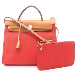 Hermès Hermes Herbag Zip PM 2-Way Handbag Brown Red Other