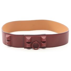 Hermès Hermes Collier de Chien Leather Belt Dark red