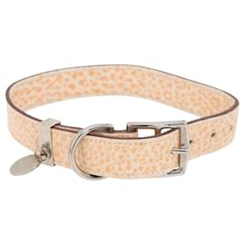 Hermès HERMES Collar Dog Leash Leather Orange Silver LV Auth BA12490V Silvery Orange