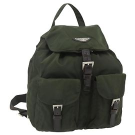 PRADA Rucksack aus Nylon Khaki Silber authentisch bs34477 Silber Khaki