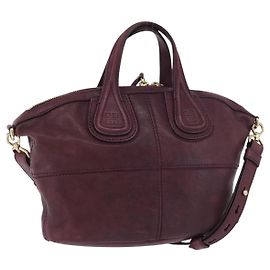 Bolsa de mão GIVENCHY Nightingale em couro 2 em 1 roxa dourada Auth BA12411A Dourado Roxo