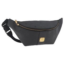 MCM Vicetos Logogram Gürteltasche aus PVC Leder Gold Schwarz Auth 178122A Schwarz Golden