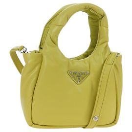 PRADA Handtasche Leder 2-in-1 Gelb Silber Auth 177165SAM Silber Gelb