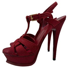 Sandali Saint Laurent Tribute Rosso Glitter Rosso