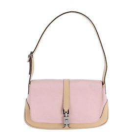 Gucci Jackie 001 3824 Leather Shoulder Bag Pink Beige