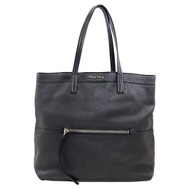 Miu Miu Leather Tote Bag Black